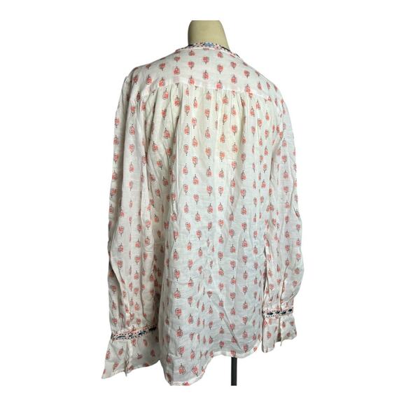 Sundance Catalog Embroidered Floral Blouse White/Pink Women's XS Boho Summer - Picture 5 of 8